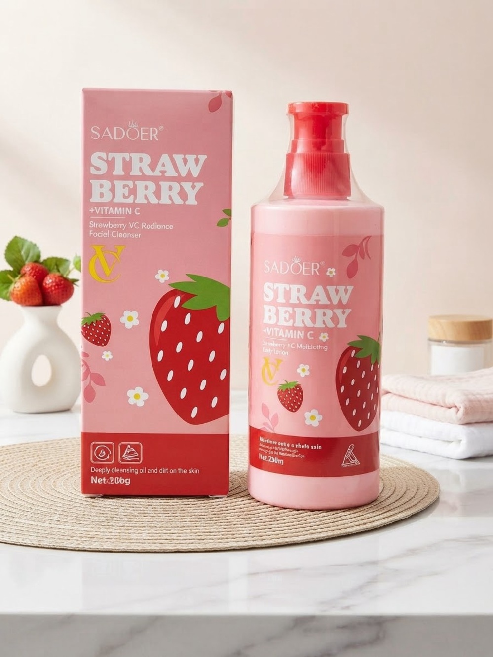 Strawberry + Vitamin C Facial Cleanser – Pink